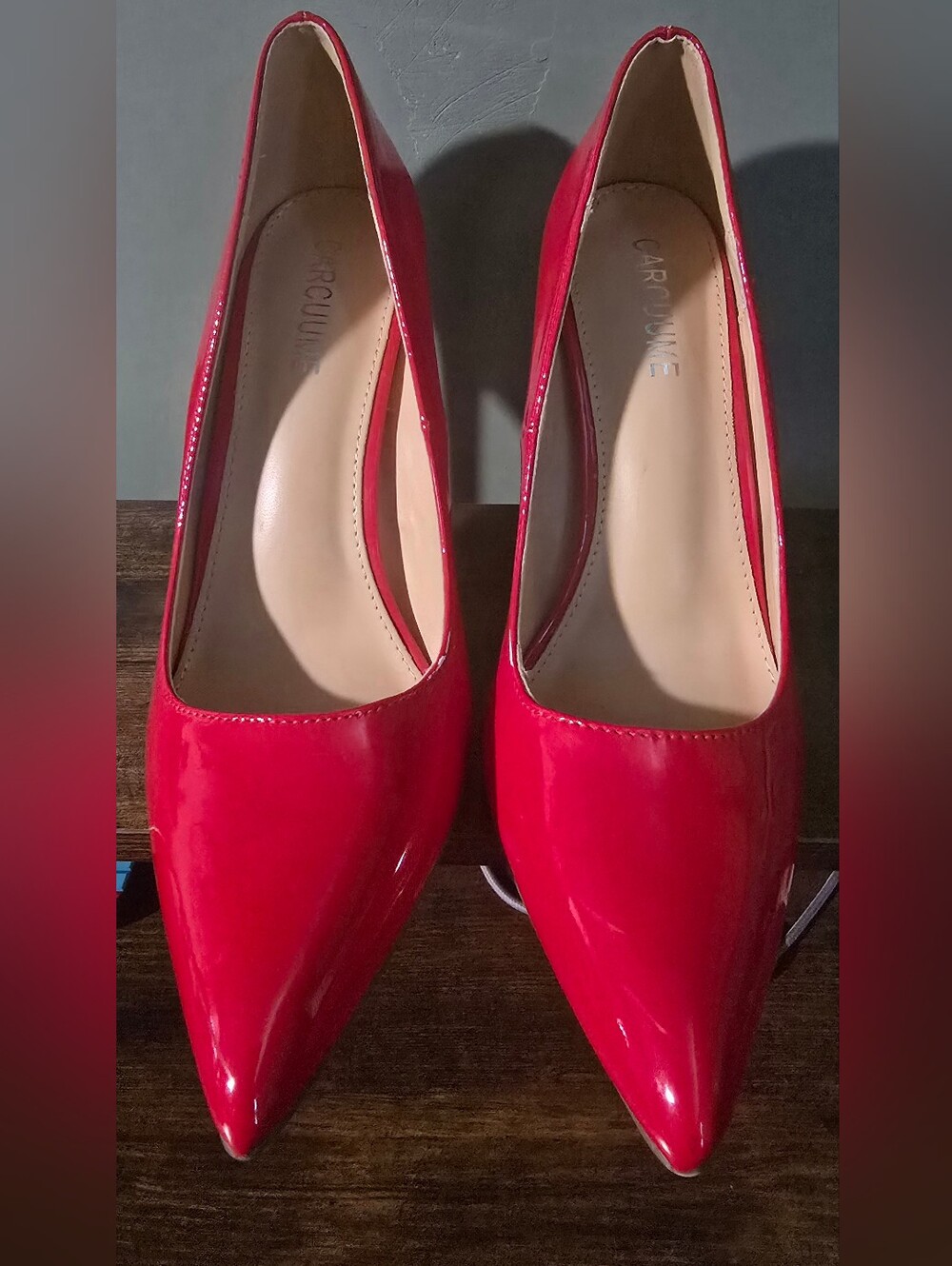 Red Patent Pointed-Toe Pumps